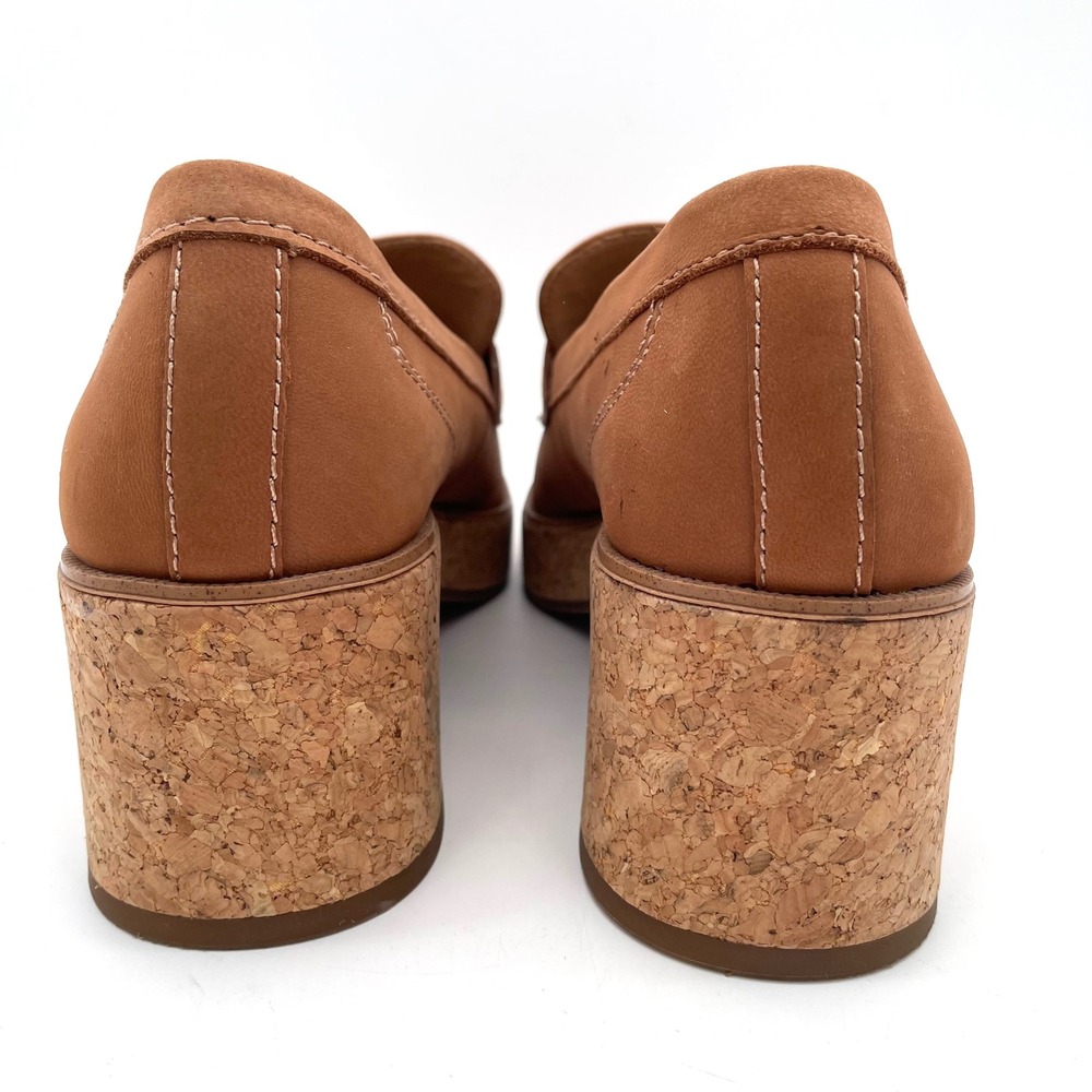 Lucky Brand Palti Loafers Leather Womens 8 Brown Excellent Cork Platform Chunky - Picture 3 of 7